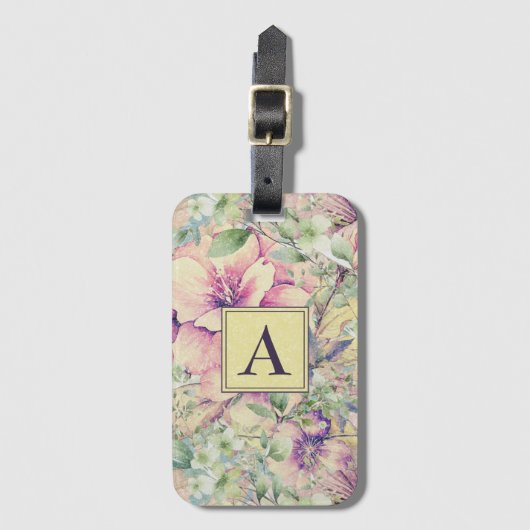  mooie blush bloemen bagagelabel (Voorkant (verticaal))