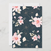 Mooie Blush Bloemen Blauw Bruiloft Menu (Achterkant)