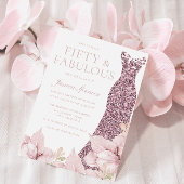 Mooie Blush Bloemen & Jurk 50ste Verjaardagsfeestj Kaart