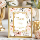 Mooie blush bloemen met gouden accenten op maat poster