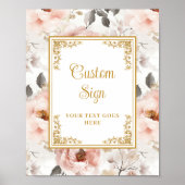 Mooie blush bloemen met gouden accenten op maat poster (Voorkant)