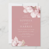 Mooie Blush Bloemen Petals Stoffig Roos Bruiloft Kaart (Voorkant)