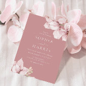 Mooie Blush Bloemen Petals Stoffig Roos Bruiloft Kaart