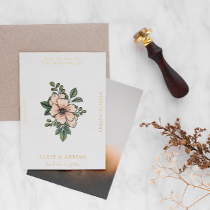Mooie Blush Bloemen Save the Date Folie Uitnodiging