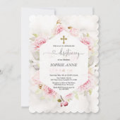 Mooie Blush Bloemenmeisje Doop Calligrafie Kaart (Voorkant)