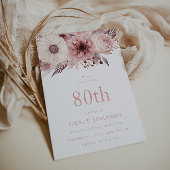 Mooie Blush Boho Floral 80e Verjaardagsfeestje Kaart
