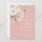 Mooie Blush Botanische Bloemen Bruiloft Kaart (Voorkant)