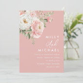 Mooie Blush Botanische Bloemen Bruiloft Kaart (Staand voorkant)