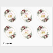 Mooie Blush Bourgogne 80e Verjaardag Stickers (Vel)