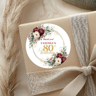 Mooie Blush Bourgogne 80e Verjaardag Stickers