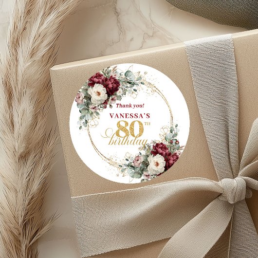 Mooie Blush Bourgogne 80e Verjaardag Stickers