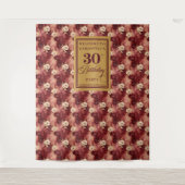 Mooie Blush Bourgogne Goud 30ste Verjaardag Banner Wandkleed (Voorkant)