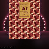 Mooie Blush Bourgogne Goud 30ste Verjaardag Banner Wandkleed
