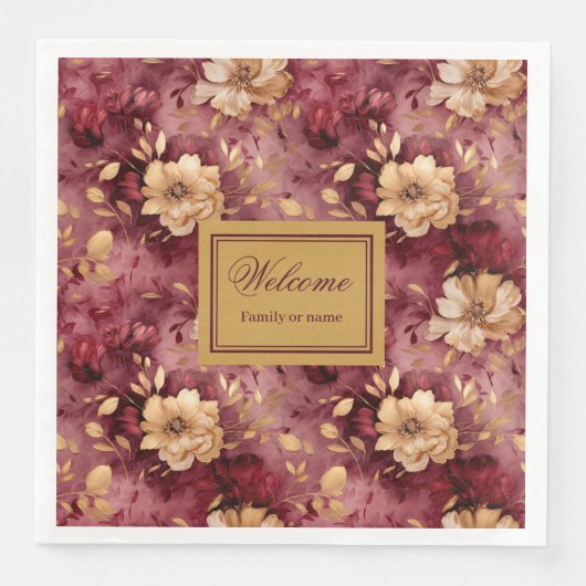 Mooie Blush Bourgogne Goud Custom Cloth Servet Set (Voorkant)
