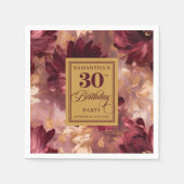 Mooie Blush Bourgondië Gold Boho 30e verjaardag Servet (Voorkant)