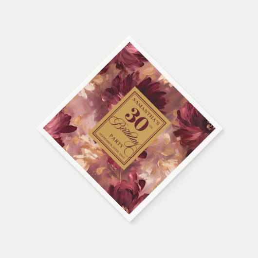 Mooie Blush Bourgondië Gold Boho 30e verjaardag Servet (Hoek)