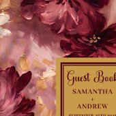 Mooie Blush Bourgondië Gouden Boho bruiloft Gastenboek