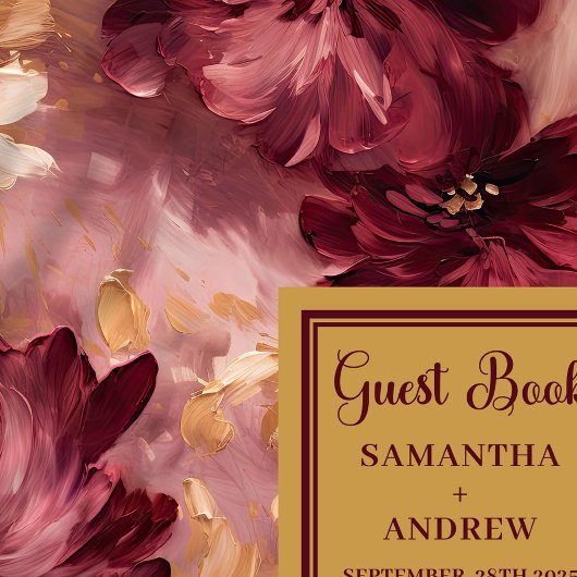 Mooie Blush Bourgondië Gouden Boho bruiloft Gastenboek