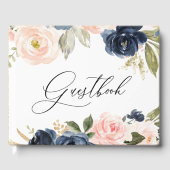Mooie 'Blush' en 'Navy Floral Spring Wedding' Gastenboek (Voorkant)