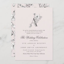 Mooie blush Floral 'A'-Monogram op zak