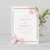 Mooie Blush Floral Modern Roos Gouden Bruiloft Folie Uitnodiging (Staand Voorkant)