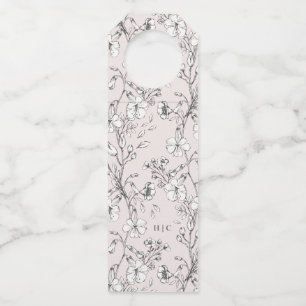 Mooie Blush Floral Monogram Sketched Wedding Flessenhanger