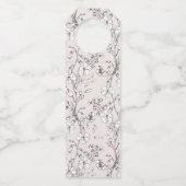 Mooie Blush Floral Monogram Sketched Wedding Flessenhanger (Achterkant)