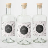 Mooie Blush Floral Monogram Sketched Wedding Likeurfles Etiket (Flessen)