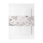 Mooie Blush Floral Monogram Sketched Wedding Uitnodigingen Wikkel (Voorkant Voorbeeld)