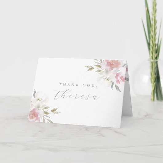 Mooie Blush Floral Quinceanera dank u Bedankkaart (Voorkant)