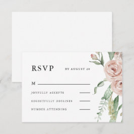Mooie 'Blush Floral Wedding' RSVP Kaartje