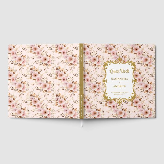 Mooie Blush Gold Boho bruiloft gastenboek Keepsake (Volledig)