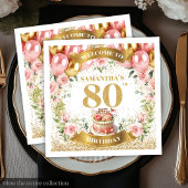 Mooie Blush Gold Glitter 80e verjaardag servetten