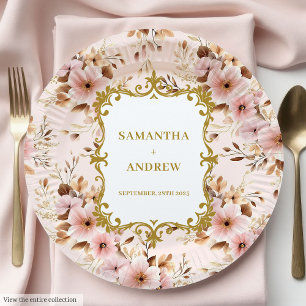 Mooie Blush Gold Trouwpapier Borden Papieren Bordje