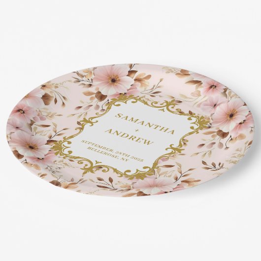 Mooie Blush Gold Trouwpapier Borden Papieren Bordje (Gekanteld)