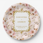 Mooie Blush Gold Trouwpapier Borden Papieren Bordje (Voorkant)