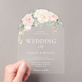 Mooie Blush & Ivoor Bloemen Huwelijk Acryl Uitnodigingen (Insitu (Draagbaar))