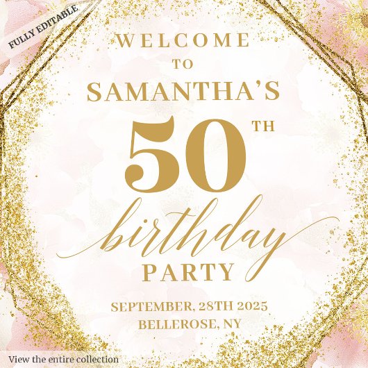 Mooie blush ivoor gouden verjaardag foto achtergro wandkleed