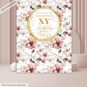 Mooie blush ivoor gouden verjaardag foto achtergro wandkleed