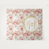 Mooie Blush Ivory Gouden Verjaardag Foto Booth Wandkleed (Voorkant (horizontaal))