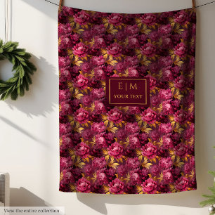Mooie Blush Magenta Gouden Bloemen Waterverf Boho Fleece Deken