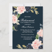 Mooie Blush & Navy Elegant Retirement Party Kaart (Voorkant)