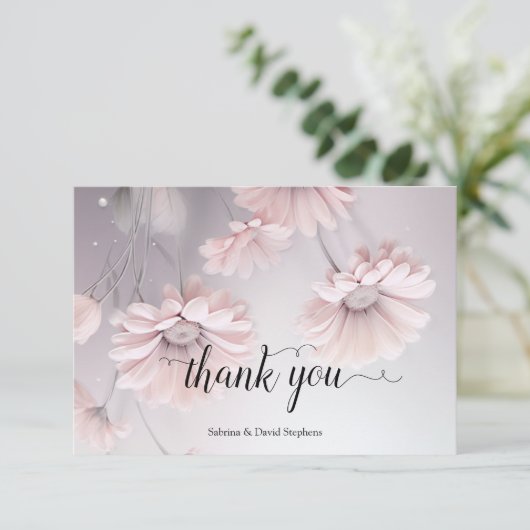 Mooie Blush Pink Daisy dank u Bedankkaart (Staand voorkant)
