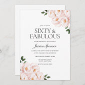 Mooie Blush Pink Elegant 60th Birthday Kaart (Voorkant / Achterkant)