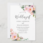 Mooie Blush Pink Flowers Spring Weddenschap Kaart (Voorkant)