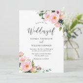 Mooie Blush Pink Flowers Spring Weddenschap Kaart (Staand voorkant)