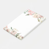 Mooie Blush Pink Peony Floral Monogram Post-it® Notes (Schuin)