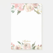 Mooie Blush Pink Peony Floral Monogram Post-it® Notes (Voorkant)