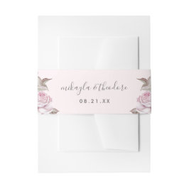 Mooie Blush Pink Roses bruiloft Uitnodigingen Wikkel