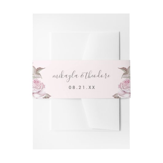 Mooie Blush Pink Roses bruiloft Uitnodigingen Wikkel (Voorkant Voorbeeld)